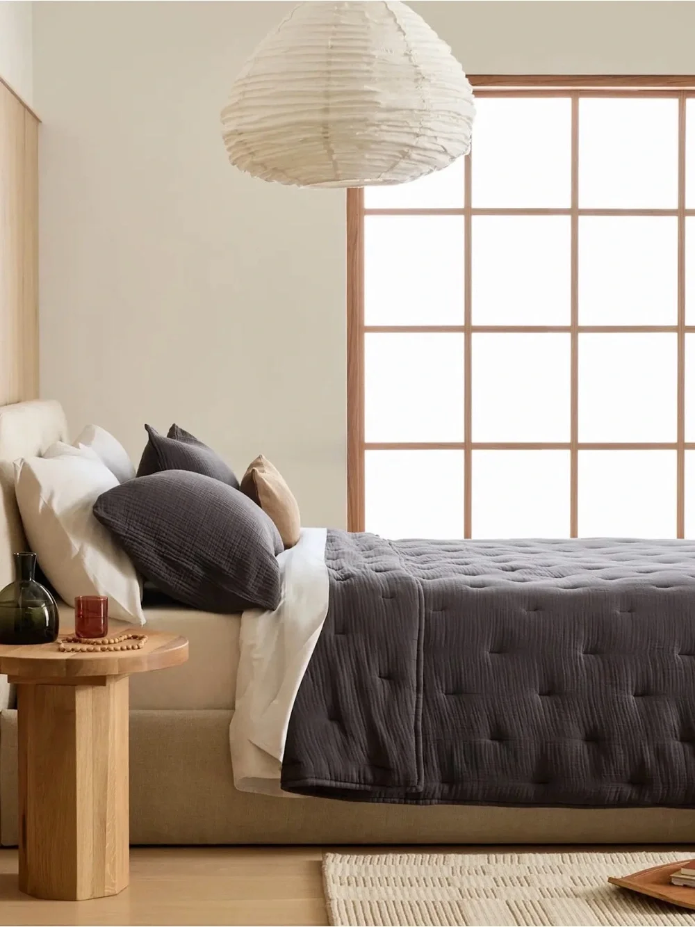 Airy Gauze 100% Organic Cotton Charcoal Dream Quilt Set - Retail $160